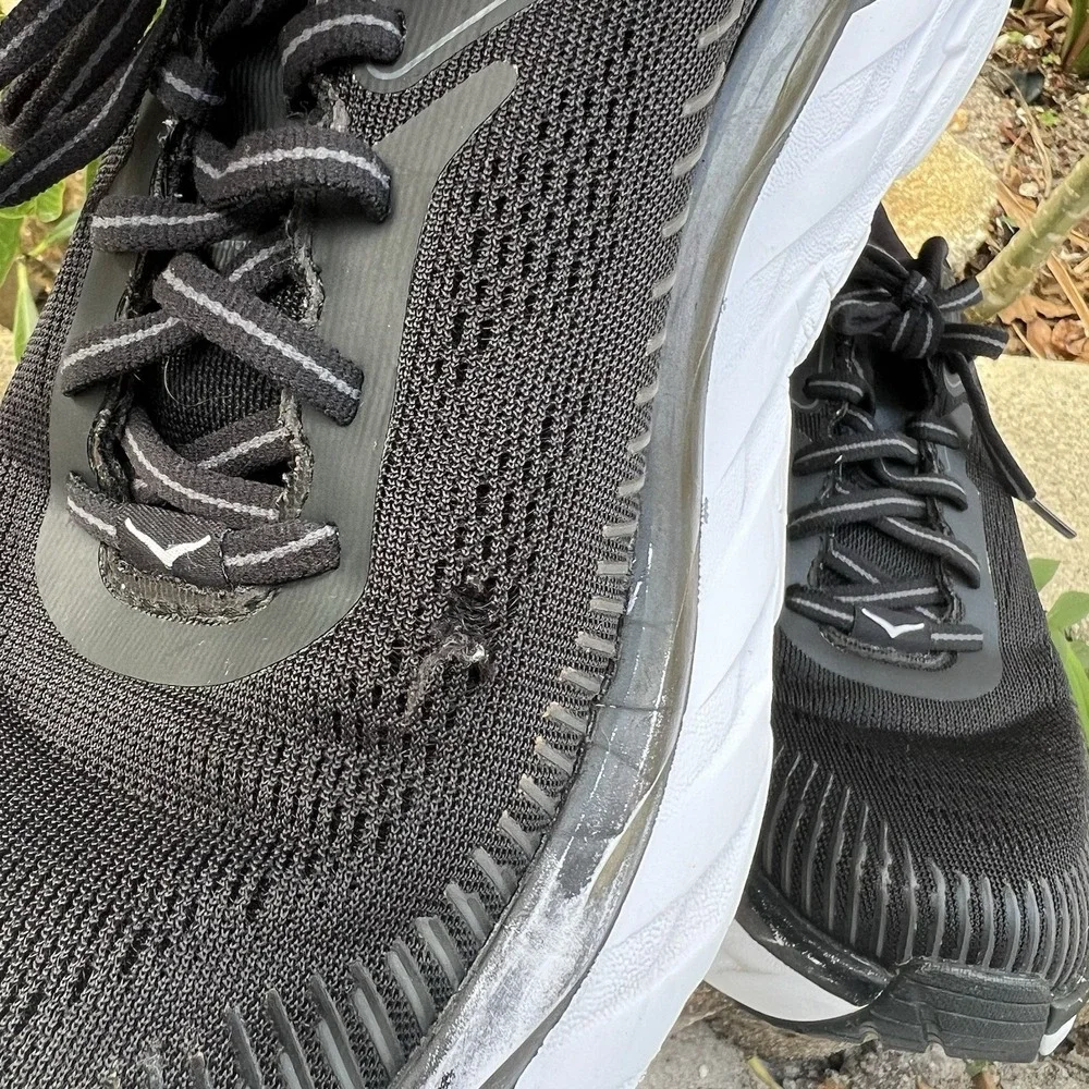 Size 9 Hoka One One Womens Bondi 7 1110519 Black Running Sneaker Shoes Worn